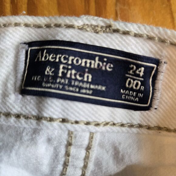 Abercrombie & Fitch Cotton High Rise Wide Leg White Wash Denim Jeans Size 24/00R - Picture 6 of 6